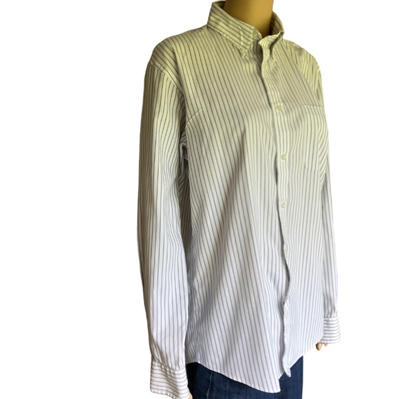 Lands' End: 15/34 Men's Long-Sleeve Buttondown No Iron Pinpoint Shirt - Picture 5 of 7